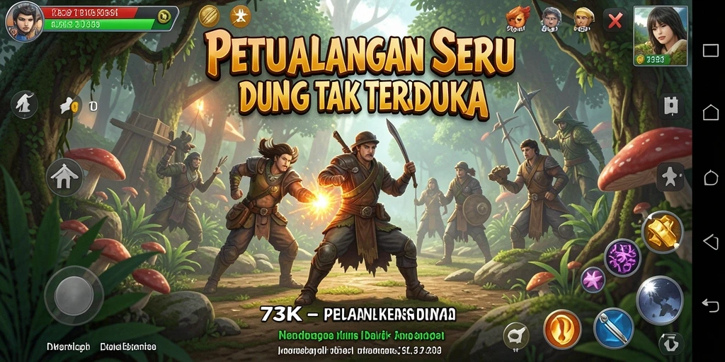 Tangkapan layar menunjukkan karakter utama dalam misi petualangan yang mendebarkan.