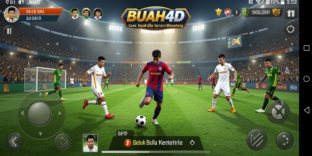 Tampilan gameplay BUAH4D dengan aksi sepak bola yang mendebarkan.