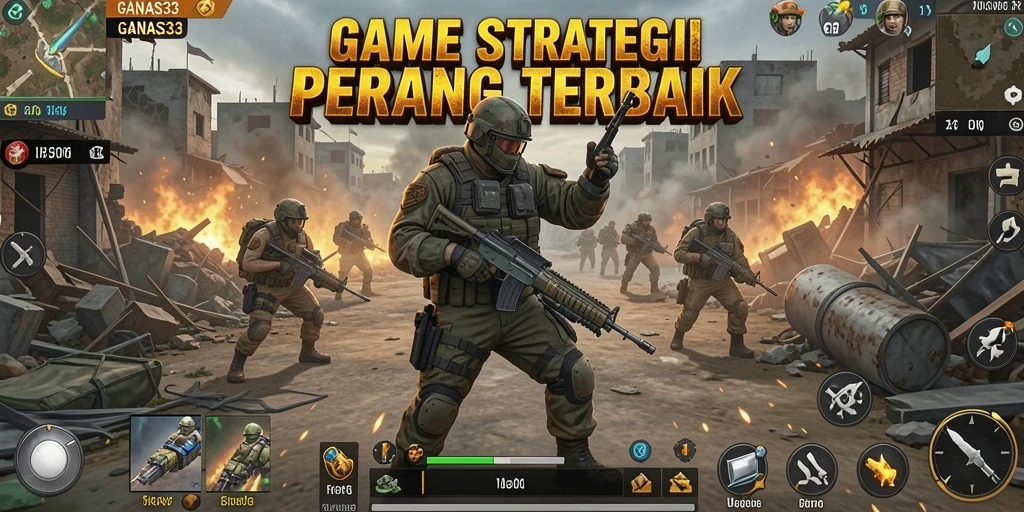 Tampilan gameplay mendebarkan dalam GANAS33 dengan strategi perang yang intens.