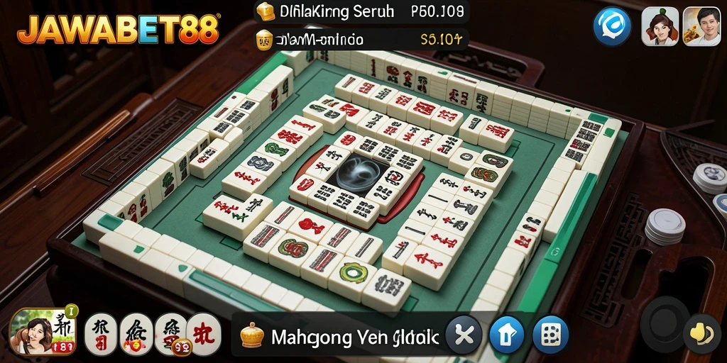 Tampilan gameplay JAWABET88 dengan ubin Mahjong yang menarik.
