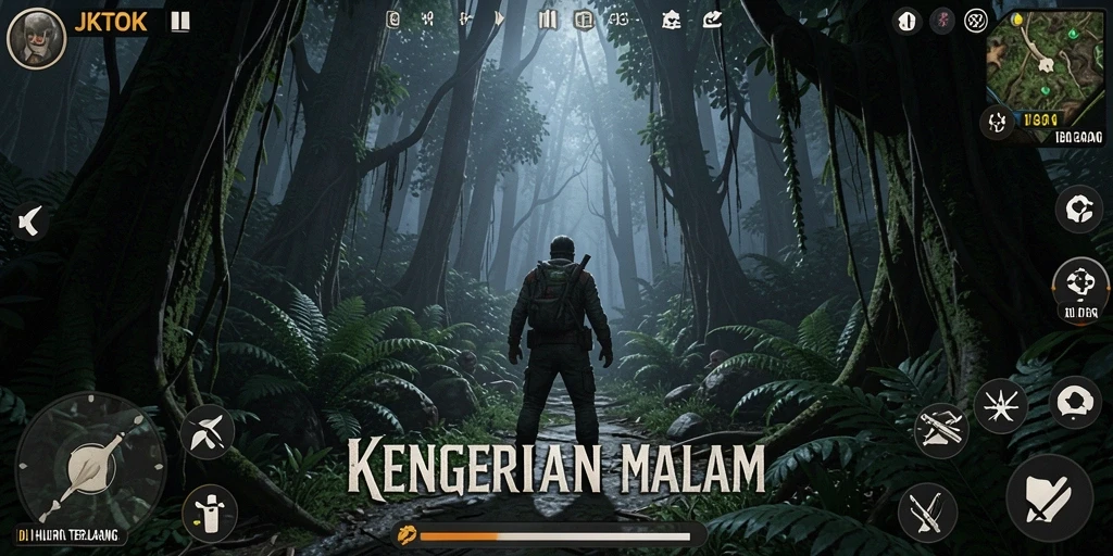 Tampilan gameplay menakutkan di dalam hutan terlarang.