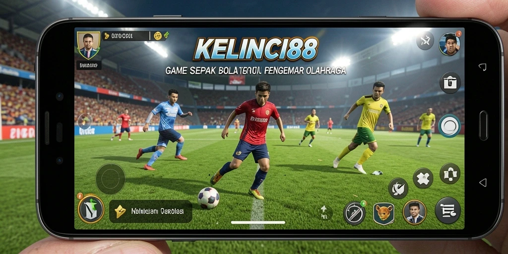 Screenshot gameplay KELINCI88 menunjukkan aksi mendebarkan di lapangan sepak bola.