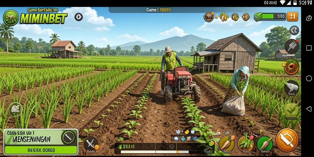 Tangkapan layar MIMINBET menampilkan gameplay bertani yang menarik dan interaktif.