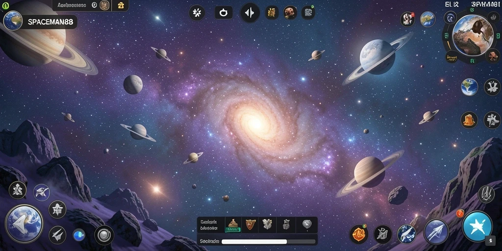 Tampilan gameplay SPACEMAN88 yang menampilkan eksplorasi luar angkasa yang menakjubkan.